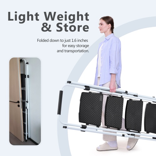 White Four-step Ladder, Light Folding Four-step Stool, Wide Anti-skid Pedal And Safety Handle, Strong Steel Ladder, Multi-purpose Ladder, Applicable To Family, Kitchen, Office Elevator - Image 6