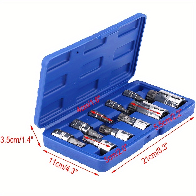 10PC XZN Triple Square 12 Point Spline Bit Socket Set 4MM 18MM With Enhanced Storage Case, 12 Point Multi Spline, No Assembly Required - Image 2